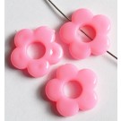 Acrylic beads flower 19x4mm pink, hole 1,2mm and 6mm ,  6 pcs