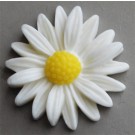 Resin cabochons Flower 26x27mm white, no hole, 1 pcs