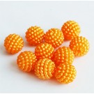 Acrylic beads 9,5-10mm, imitation pearl, round, orange, - 10 pcs