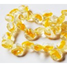 Glass beads 12x7mm, faceted flower, transparent/orange-yellow, hole 1mm,  8 pcs