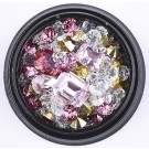 Rhinestone and undrilled mirco beads, mixed shapes, light rose, 1~10x1~8x1~4mm,  1 pcs