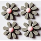 Adhesive artificial resin decoration 17 ~ 18x5 ~ 6mm, gray, pack of 4 pcs