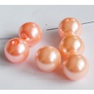 Acrylic pearl 14mm, hole 2mm orange-pink, pack of 6