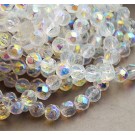 Faceted glass bead 6mm, hole 1mm, AB color plated, pack of 10