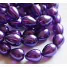 Glass pearl 11x8mm drop purple transparent, 1 pcs