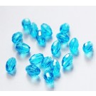 Faceted oval glass bead 6x4mm, blue, AB luster, hole 1mm, pack of 17 pcs