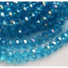 Glass beads 6x4mm faceted, abacus, blue, hole 1 mm, - 1 pcs