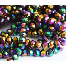 Glass beads 6x5mm faceted, abacus, mixed color, hole 1 mm, 10 pcs