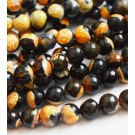 Fire Agate beads 8mm natural faceted dyed, hole 1mm, 1 pcs