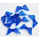 Acrylic beads Feather 20x9mm blue, AB color plated, 1 pcs