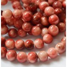 Jade beads 10mm natural dyed, old red-pink, 1 pcs