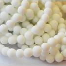 Porcelain beads round 6mm, frosted, white , 1 pcs