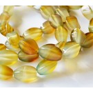 Agate beads 16x11mm natural, dyed, olivedrab, 4 pcs