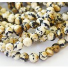 Jade beads round 8mm synthetic, white-brown, 1 pcs