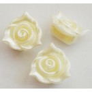 Acrylic links 14x14x7mm flower, white, imitation pearl, multi-strand, hole 2mm, 1pcs