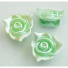 Acrylic links 14x14x7mm flower, palegreen, imitation pearl, multi-strand, hole 2mm, 1pcs