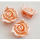 Acrylic links 14x14x7mm flower, peach, imitation pearl, multi-strand, hole 2mm, 1pcs