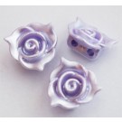 Acrylic links 14x14x7mm flower, violet, imitation pearl, multi-strand, hole 2mm, 1pcs