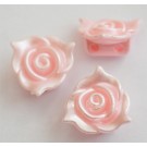Acrylic links 14x14x7mm flower, pink, imitation pearl, multi-strand, hole 2mm, 1pcs