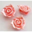 Acrylic links 14x14x7mm flower, pink, imitation pearl, multi-strand, hole 2mm, 1pcs