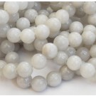 Jade beads 10mm natural, round, dyed, white smoke color,  1 pcs