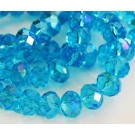Glass beads 12x8mm abacus, faceted, AB-color plated, aqua, 1 pcs