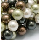 Shell pearl bead 8-7mm, round, colorful,  10 pcs