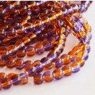 Glass beads 6mm orange-purple, 10 pcs