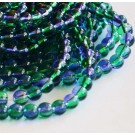 Glass beads 6mm green-blue, 10 pcs