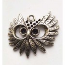 Metal pendant Owl 29x26mm for 3,8-4mm and 1,5-2mm rhinestones, 1 pcs
