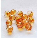Glass beads 10mm faceted, AB color plated, orange, 1 pcs
